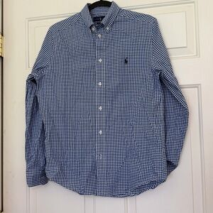 Polo by Ralph Lauren Navy Blue Gingham Button-Down Shirt Checkered Size 18 20 XL